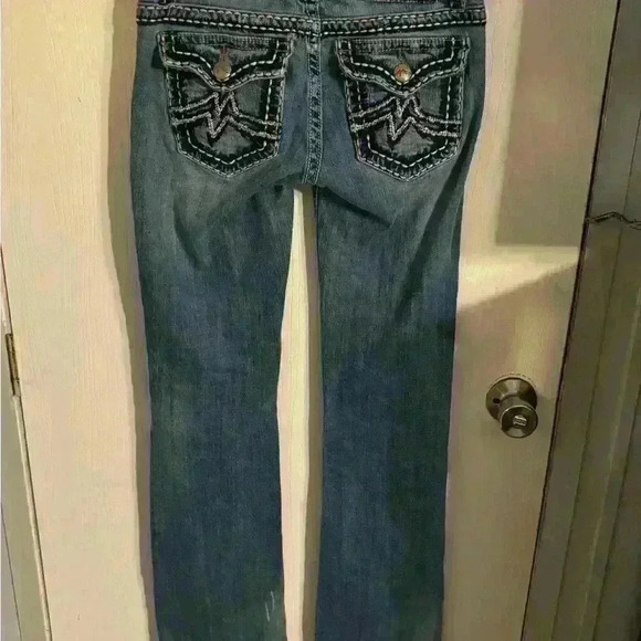 Miss Me Irene Boot Cut Low Rise Denim Jeans 28 x 32 Western Distressed Rodeo - Picture 2 of 12